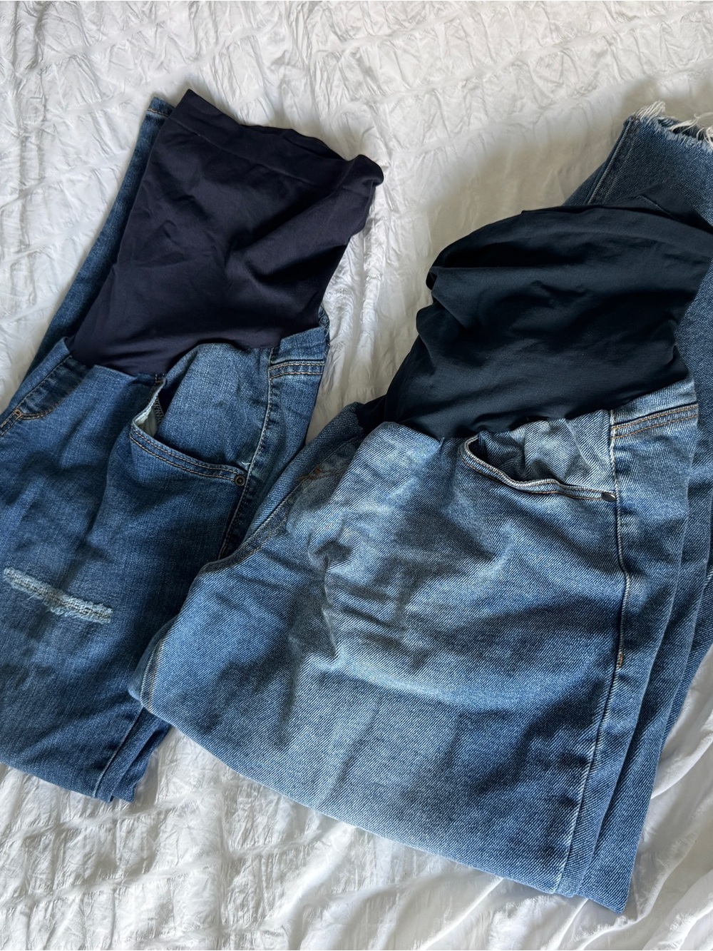 Women’s Blue Maternity Jeans with over the belly Panel